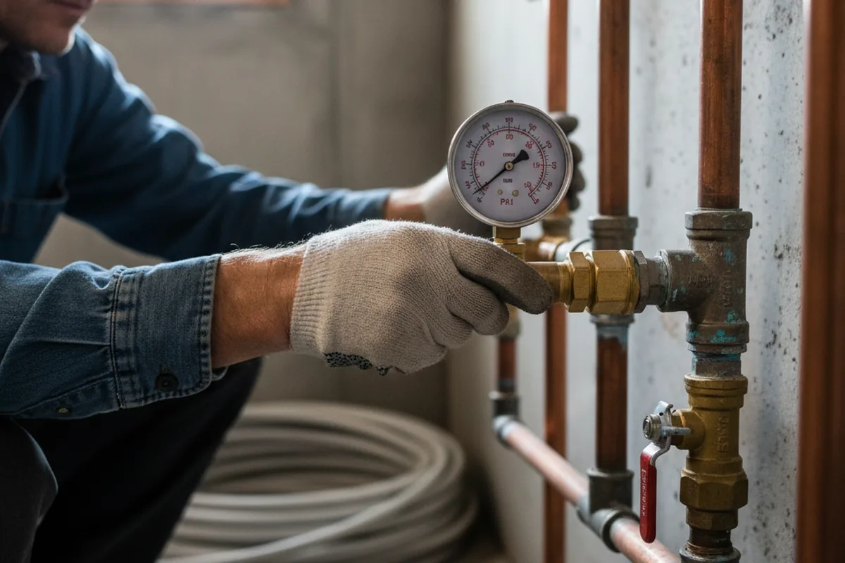 Pressure testing a repaired line during Water Line Repair in Itasca